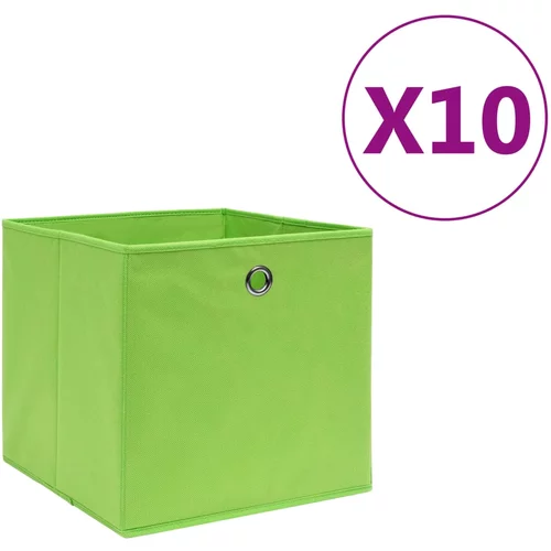 vidaXL Škatle 10 kosov netkano blago 28x28x28 cm zelene