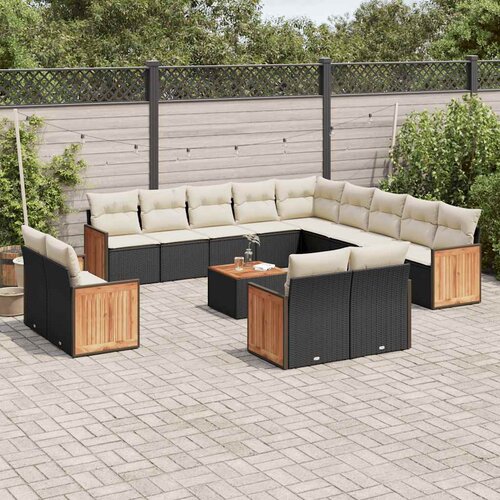  14-dijelni set vrtnih sofa s jastucima poliratan crni Cijene