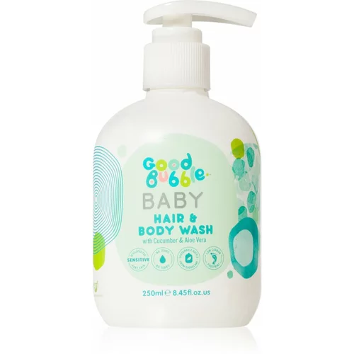 Good Bubble Baby Hair & Body Wash emulzija za umivanje in šampon za otroke od rojstva Cucumber & Aloe vera 250 ml