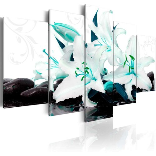  Slika - Turquoise lilies and stones 100x50 Cijene