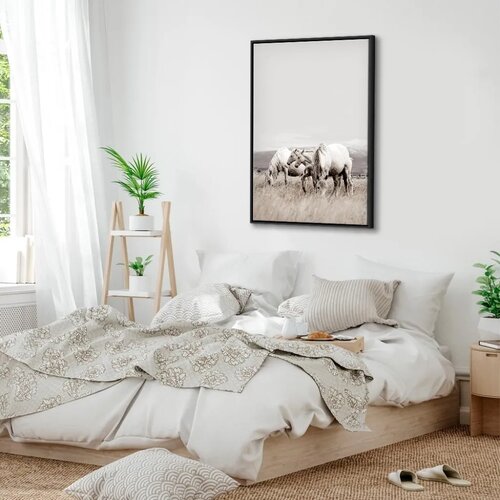  Slika - White Horses (1 Part) Vertical 60x90 U crnom drvenom okviru Slike