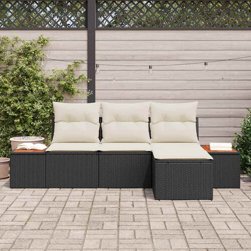  Sjedeća garnitura za vrt 4 kom. Crna poliratan 239 x 117 x 85 cm Slike