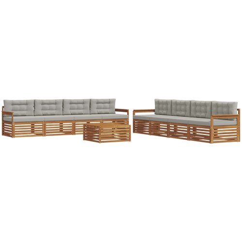  Set vanjskih sofa 9 kom. Prirodna i svjetlosiva Slike