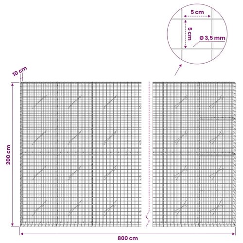  Gabion s žicom debljine 3 5 mm i mrežom 5x5 cm 800x10x200 cm - 10 cm 200 cm 800 x 230 cm Slike
