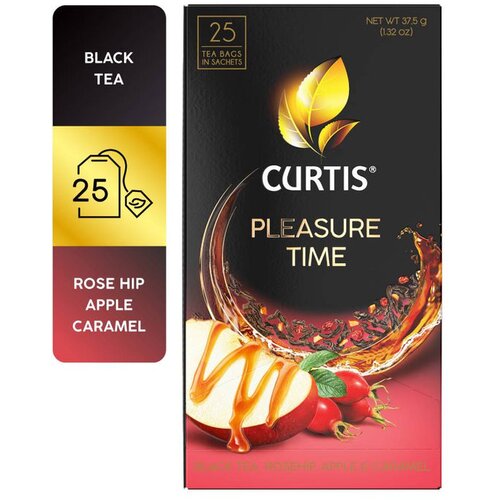 Curtis Crni čaj sa komadićima jabuke, &scaron;ipurkom, aromom pitaje i karamele Pleasure Time, 25x1,5g Cene
