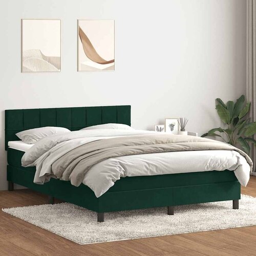 Box Spring krevet s madracem tamno zeleni 160x220 cm bar&amp;scaron;un - Tamnozelena 160 x 220 cm Blok s kvadratima Slike