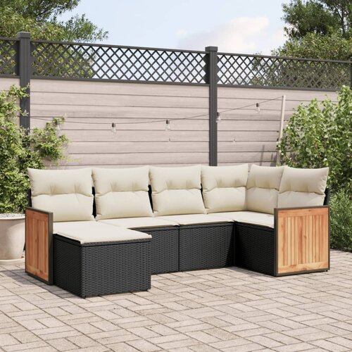  6-dijelni set vrtnih sofa s jastucima crni od poliratana Cijene