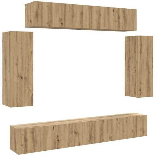 Maison Chic TV omarice - TV enot 6-delna stenski artisan hrast inženirski les, (21700262) Slike