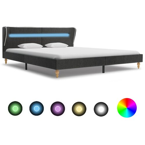 VidaXL Posteljni okvir z LED osvetlitvijo temno siva juta 180x200 cm, (21368985) Slike