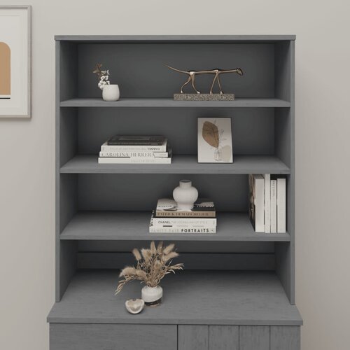 The Living Store Zgornja omarica HAMAR temno siva 90x30x100 cm trdna borovina - Zgornji Del Omarice, (21435877) Slike
