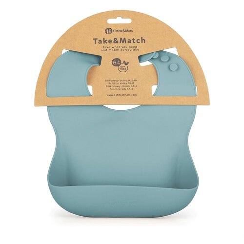 Petite&amp;amp;Mars Silikonski podbradak 6 m+ Take&amp;amp;Match, Frosted Sky Slike