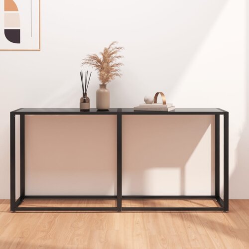 VidaXL Konzolni stol crni 160 x 35 x 75,5 cm od kaljenog stakla Slike