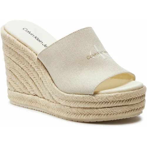 Calvin Klein Jeans Espadrile Slide Wedge Rope Sandal Ml Btw YW0YW01356 Creamy White YBI