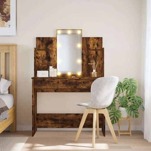  Toaletni stolić LED boja dimljenog hrasta 96 x 40 x 142 cm Cijene
