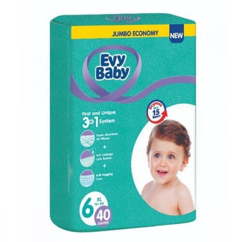 Evy Baby pelene Jumbo 6 XL 16+kg 40kom 3 u 1 Slike