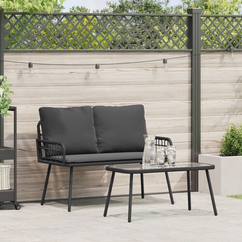 VidaXL Set od 2 Crna Ratan Srednje Lagan Vanjski set sofa Slike