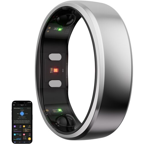 ANLAN RINGCONN SMARTRING GEN 2 ZA FITNESS VELIKOST 13 SREBRNA PAMETNA URA ZA SPREMLJANJE, (5000337905) Slike