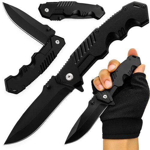  Survival Tactical Hunting Folding Knife Liner Lock Steel Black Cijene