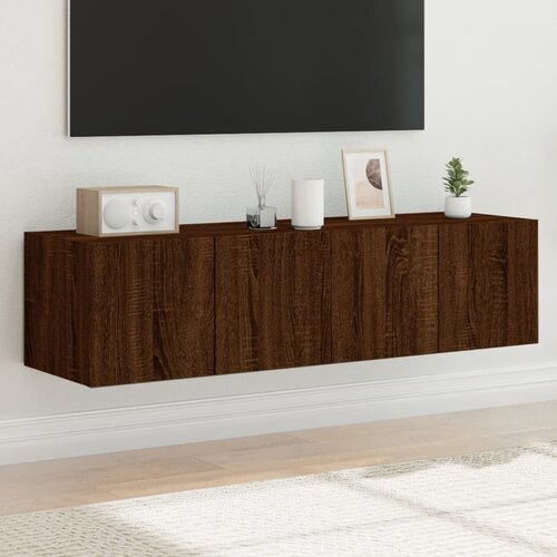  The Living Store Stenske TV omarice z LED 2 kosa rjavi hrast 60x35x31 cm - TV Stenska Omarica, (21555178) Slike