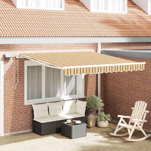 vidaXL Ročna Retraktibilna Tenda z LED Večbarvnim Črtastim Vzorem 350x250 cm Cene