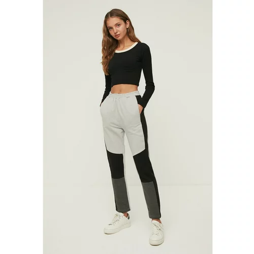 Trendyol Gray Color Block Basic Jogger Knitted Sweatpants