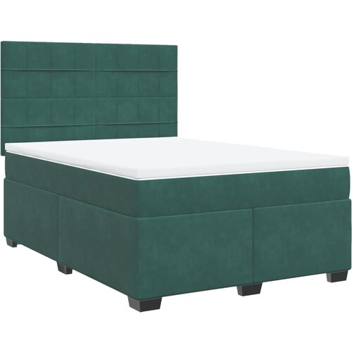 vidaXL Box spring postelja z vzmetnico temno zelena 160x200 cm žamet, (21308570) Cene