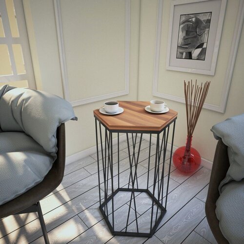 Woody Fashion Cetrus - Walnut WalnutBlack Side Table Cene
