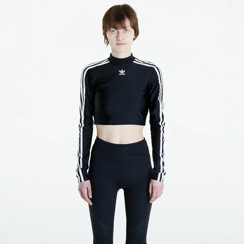 Adidas 3 Stripes Cropped Long Sleeve T-Shirt Black