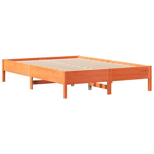  Krevet s regalom za knjige bez madraca 135 x 190 cm od borovine Smeđa 135 x 190cm Slike