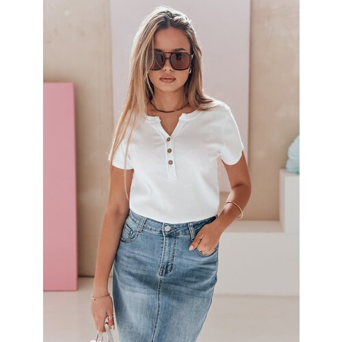 DStreet Bluzka damska one size prążkowana KISS LOOK biała Slike