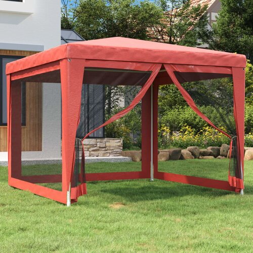 vidaXL Šator za zabave s 4 mrežasta bočna zida crveni 3 x 3 m HDPE Cijene