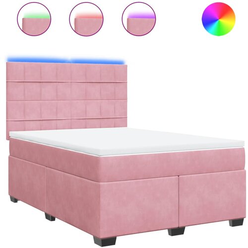 VidaXL Box spring postelja z vzmetnico roza 140x190 cm žamet, (21304850) Slike