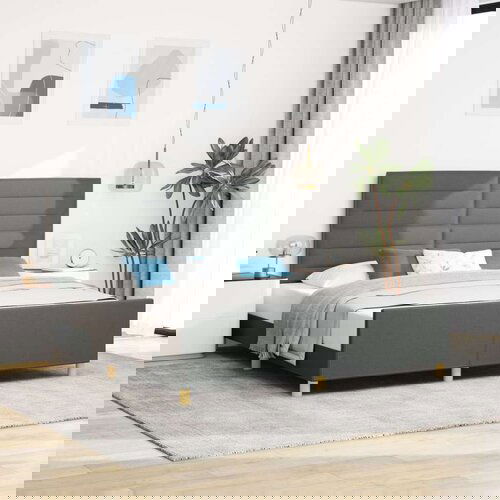  Postelja Temno Siva 180x200 cm Tkanina, (22049923) Slike