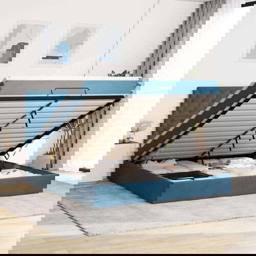  Okvir kreveta s madracima tamnoplavi 160x200cm bar&amp;scaron;unasti Slike