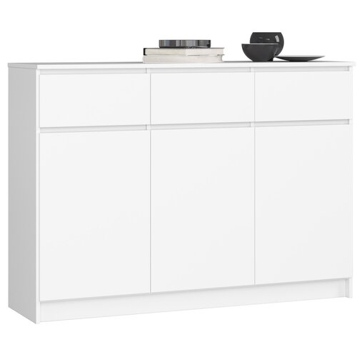 AKORD Komoda, 3 Vrata In 3 Predali, Bela, (5000332344) Cene