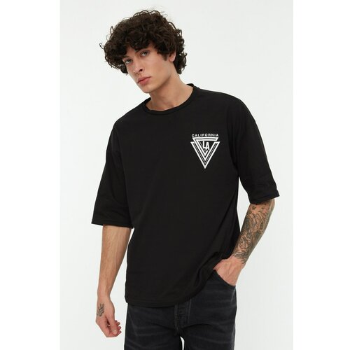 Trendyol Black Men's Oversize Short Sleeve Printed T-Shirt Slike
