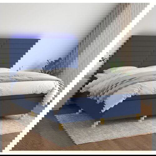 VidaXL Box spring postelja z vzmetnico LED modra 140x190 cm Slike