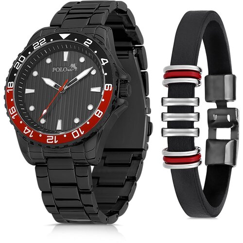 Polo Air Metal Strap Sports Men&amp;#039;s Wristwatch Bracelet Combine Black Slike
