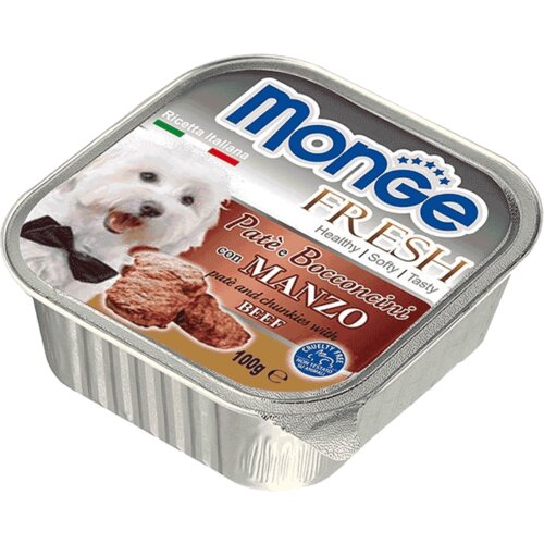 Monge Pa&amp;scaron;teta za pse sa komadićima mesa Fresh Pate, 100 g Slike