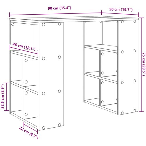  Stol s policom Crni hrast 90 x 50 x 75 cm Konstruirano drvo Slike