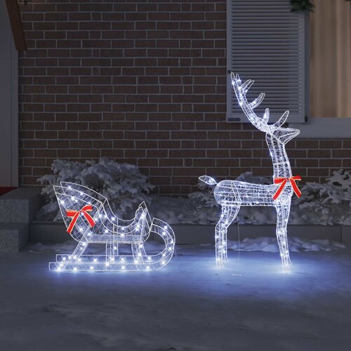  Reindeer vuče saonice Hladna bijela 70 x 26 x 130 cm Akril Slike