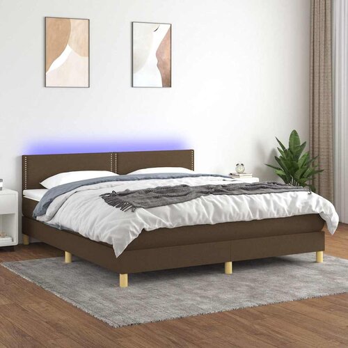  Krevet box spring s madracem LED tamnosmeđi 180x200 cm tkanina Cijene