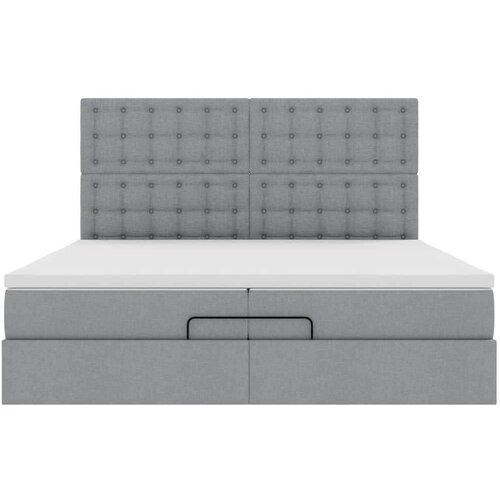 VidaXL okvir kreveta s madracima svijetlosivi 200x200cm od tkanine Slike