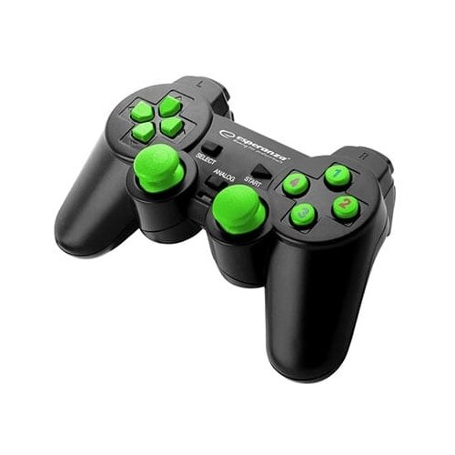 ESPERANZA SP.J. POTEREK Game Pad ESPERANZA WARRIOR, vibration, PC, USB, black/green, EGG102G Slike