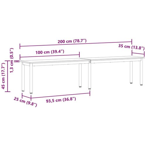  Klupa Siva Sonoma 200 x 35 x 45 cm Konstruirano drvo Slike