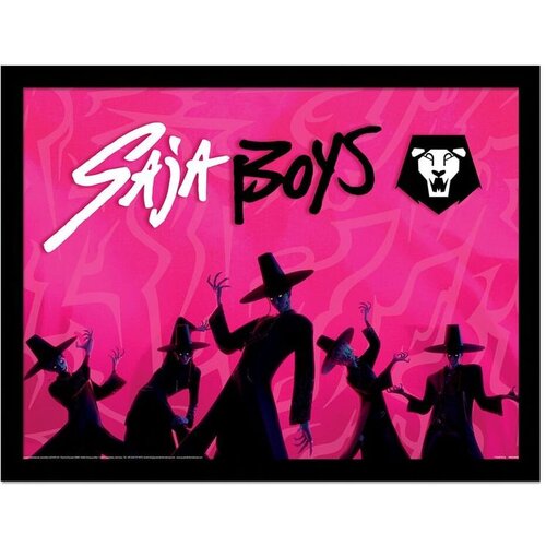 KPop Demon Hunters Uokvirena slika Saja Boys - ružičaste silhuete, 30 x 40 cm Slike