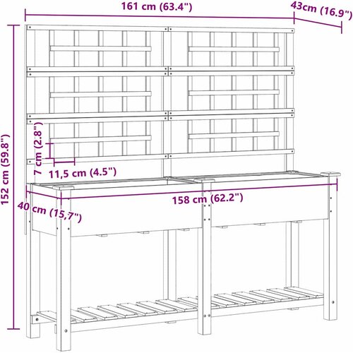  Vrtna saksija Bež 161 x 46 x 152,5 cm Čvrsto drvo jele Slike