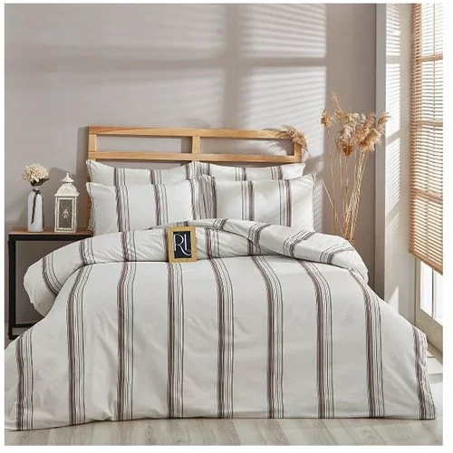 Mila Home Rjava/bež bombažna podaljšana posteljnina za zakonsko posteljo 200x220 cm –