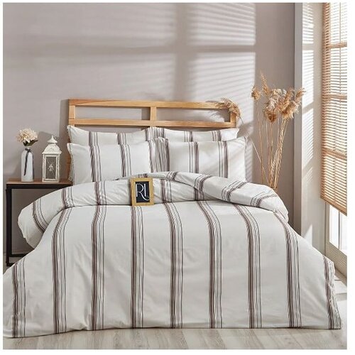 Mila Home Smeđo-bež pamučna posteljina za bračni krevet/za produženi krevet 200x220 cm – Cene