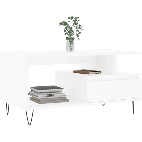  Stolić za kavu bijeli 90 x 49 x 45 cm od konstruiranog drva Slike